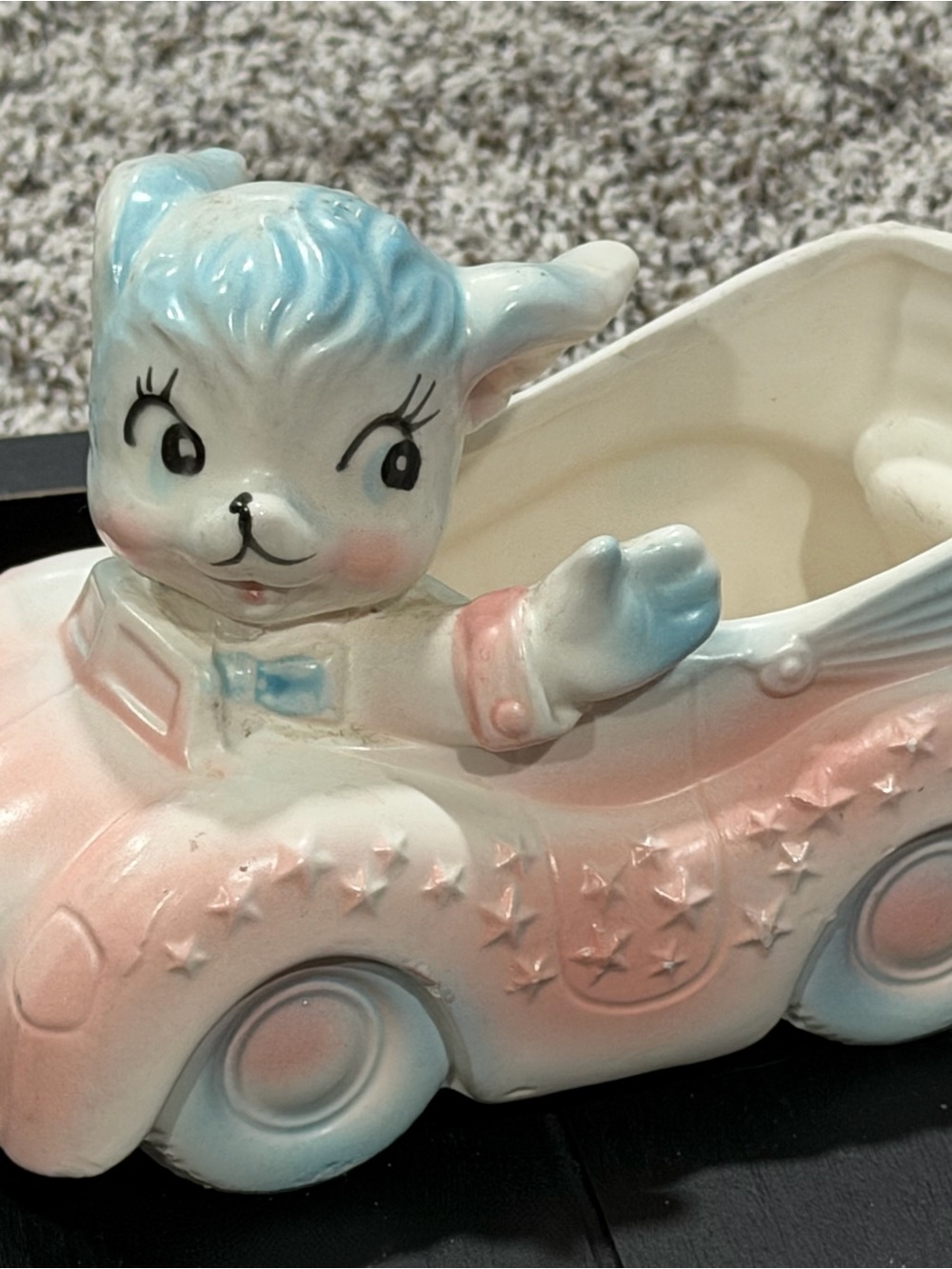 Vintage Pastel Blue & Pink Lamb Planter - Inarco Ceramic Home Accent